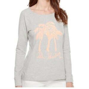 Lilly Pulitzer Gray Sweatshirt with Peach Palm Design